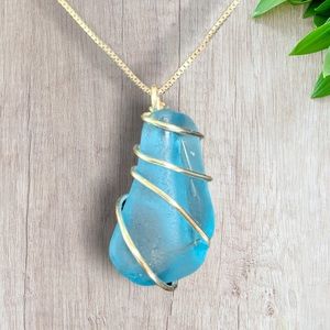 Dainty Wire Wrapped Sea Glass Necklace